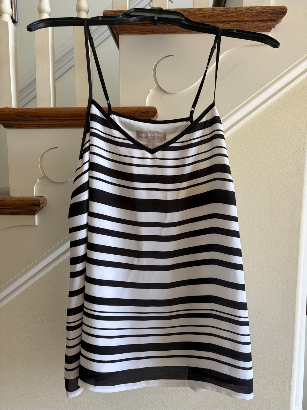 Banana Republic Black and White Striped Silk Cami